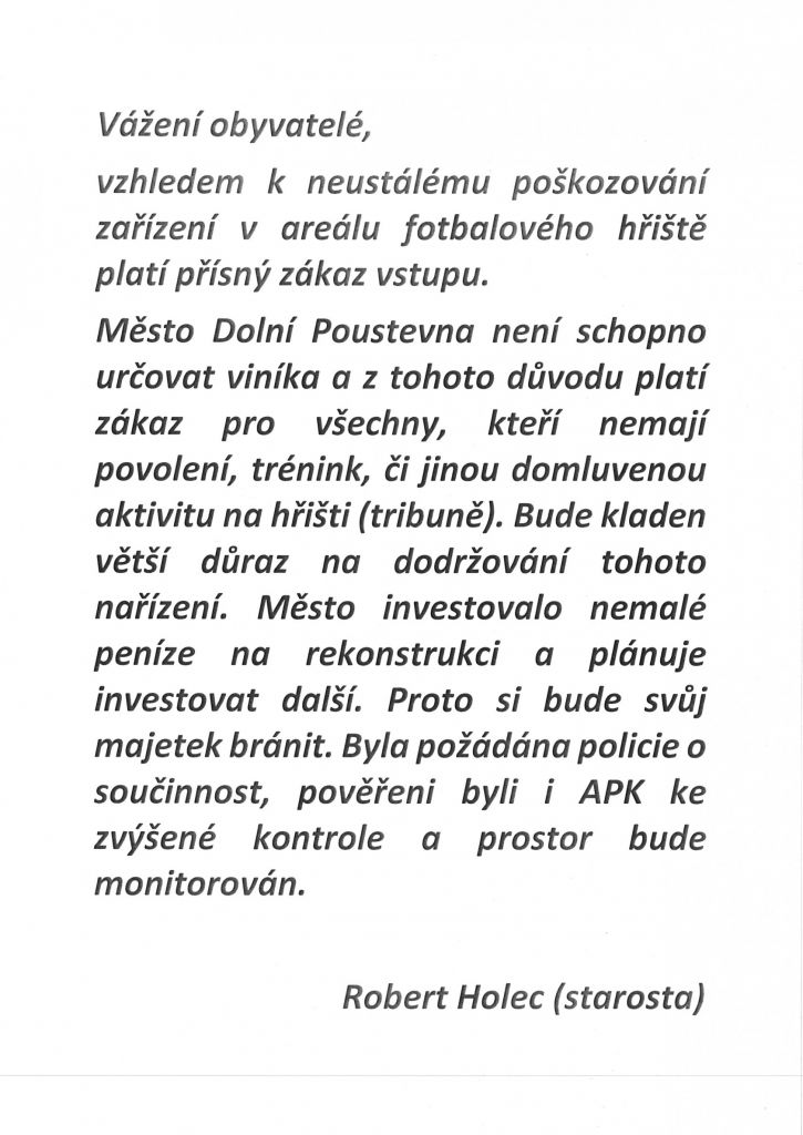 Zákaz vstupu na tribunu