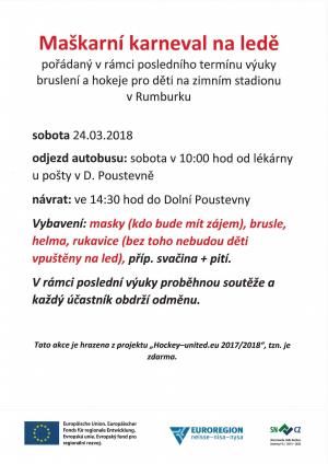 Maškarní karneval na ledě na stadionu v Rumburku